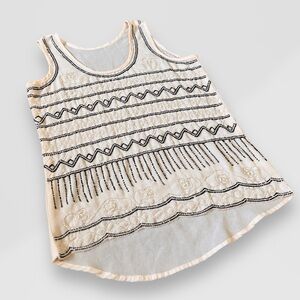 Sheer Blush Beaded Boho Romantic Sleeveless Shirt